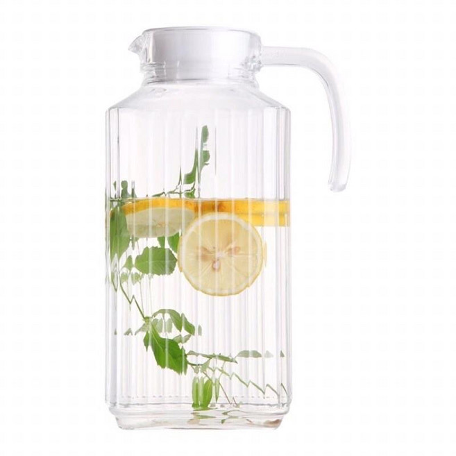 方型玻璃冷水壺 大容量果汁壺 飲料壺, 1個, 大直線 1600ML, 1.6L, 白色