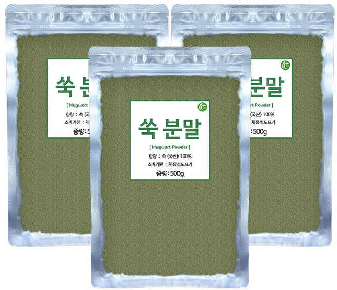 쑥 분말 가루 500g 국내산 쑥만 사용, 3개