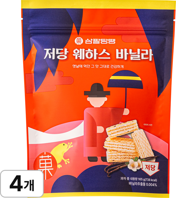 삼팔당땡 저당 웨하스 바닐라, 4개, 165g