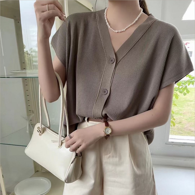 아이엠몽 여성용 로덴 반팔 캡소매 가디건