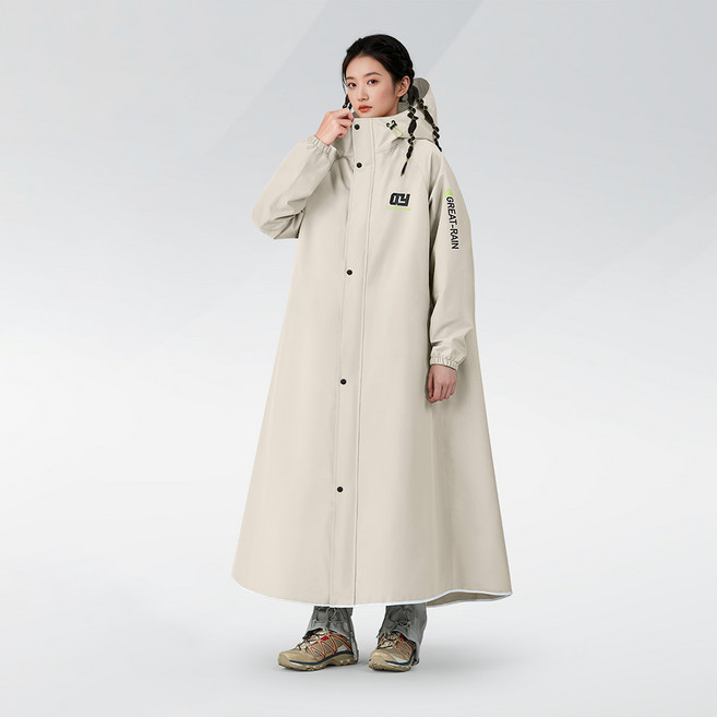 YANGTA 커플 패션 골프 레인코트 등산용 우비 남녀공용 비옷, 1개, 아이보리