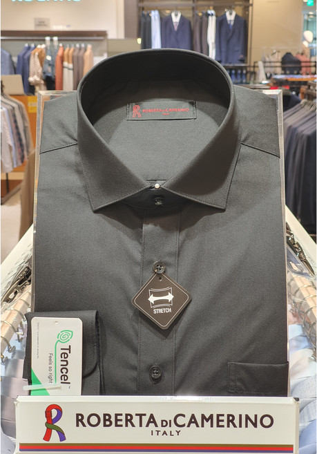 5F [신사] 로베르따 남성셔츠 긴팔 블랙 95-115호 모달스판 일반핏셔츠 RR03079