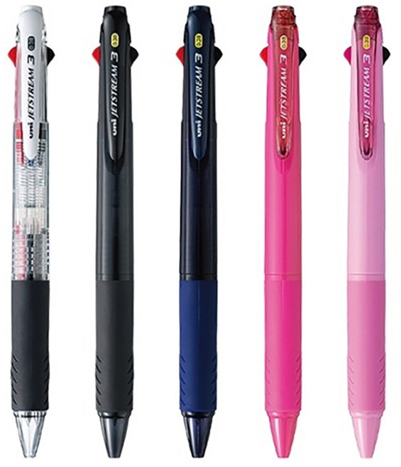 유니볼 제트스트림3색 유성볼펜 SXE3-400-38/0.38mm 다색볼펜 멀티펜, 투명(T)