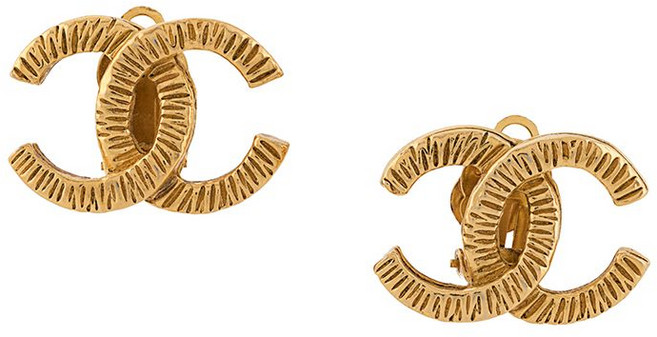 샤넬 중고 1990's 인터로킹 CC 이어링