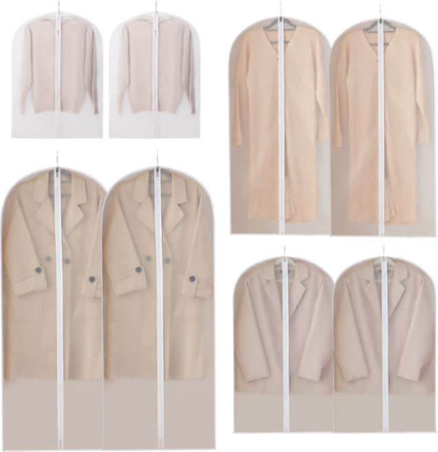 먼지방지 지퍼형 반 투명 옷커버, 8개, 1세트