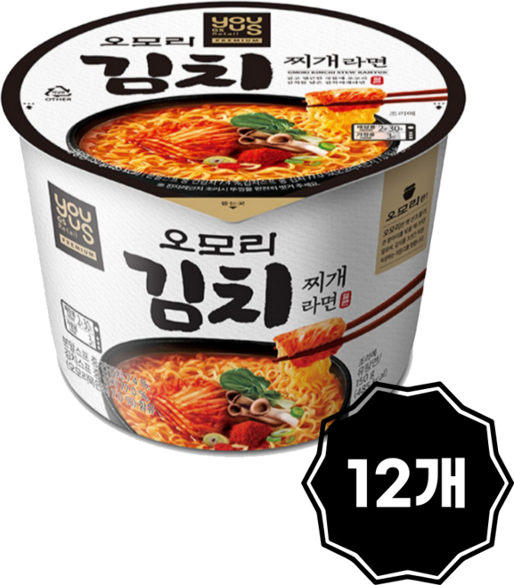 오모리 김치찌개라면 큰컵, 12개