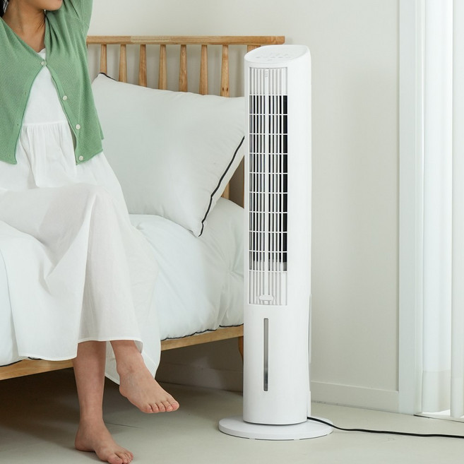 [25년 신형] 한경희 타워형 냉풍기 가정용 사무실 리모컨형, 화이트