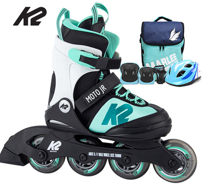 K2 모토주니어 민트 정품 아동 인라인+가방+보호대+헬멧, 가방+보호대+헬멧-핑크세트, 1개