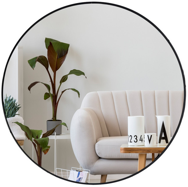 알루미늄 합금 프레임 원형 거울 직경 검은색 테두리