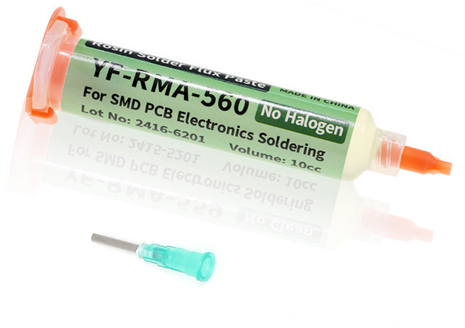 주사기 솔더 플럭스 페이스트 납땜 인두 솔더링, 1개, YF-RMA-560