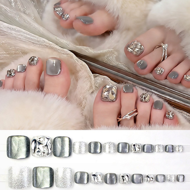 MoodroAll 셀프 네일 자석젤 패디팁 24p, 1개, 002. 실버 다이아