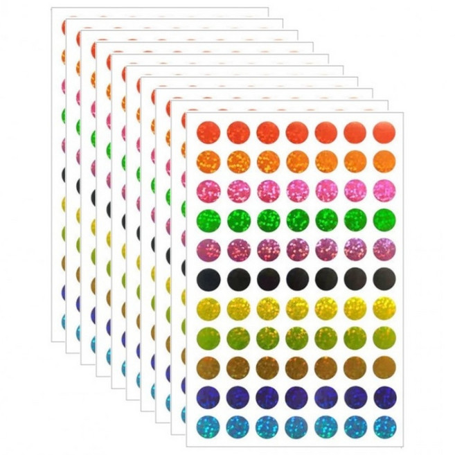 770개입 반짝이 레이저 원형 스티커 1cm, 1세트, 혼합(S591)770매