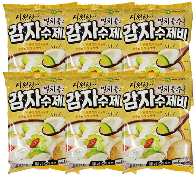 이가자연면 감자수제비 184gx6개 멸치육수, 186g, 6개