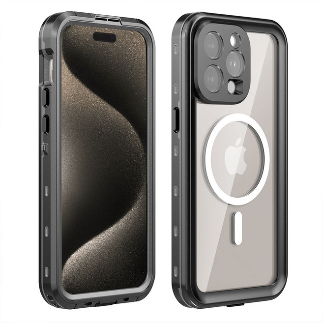 아이폰14프로 IP68 워터스쿠버 방수케이스, 블랙 맥세이프, 1개