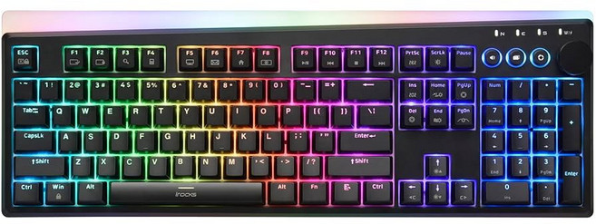 무선키보드 iRocks K71R 무선 RGB 기계식 게이밍 키보드 스위치 PBT 107 NKRO 백라이트 게임 업무용 프로 듀얼 인터페이스 유선 윈도우 노트북 PC Mac 블랙, Black