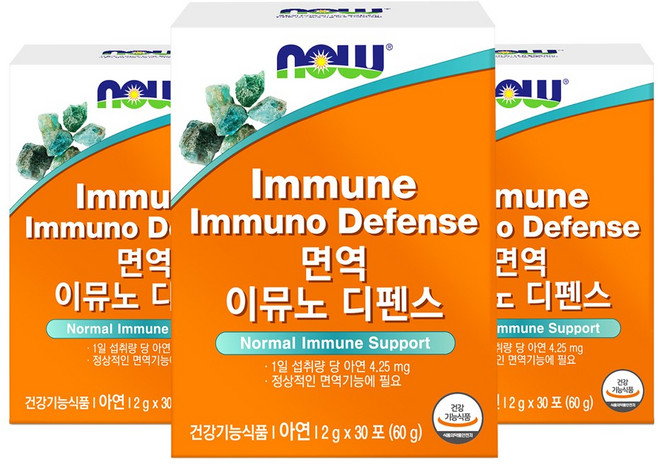 나우푸드 아연 면역 이뮤노 디펜스 30포 3박스 3개월분, 60g