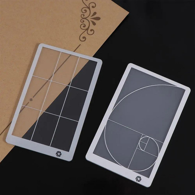 성인 투명 뷰 파인더 눈금자 구성 드로잉 황금 비율 아크릴 피보나치 보기 관찰 사진, 1개, 기본