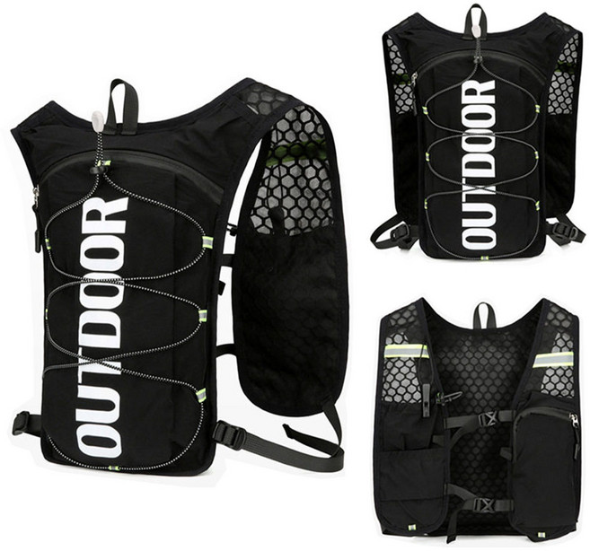 초경량 트레일 러닝 조끼 베스트 남여공용 러닝백 백팩 등산 트래킹 사이클 아웃도어 가방, 블랙
