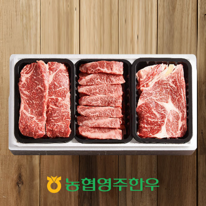 [농협영주한우]1++ 로스특수부위 모듬 한판 5호 / 총 600g / 등심 채끝 특수부위, 없음, 1개