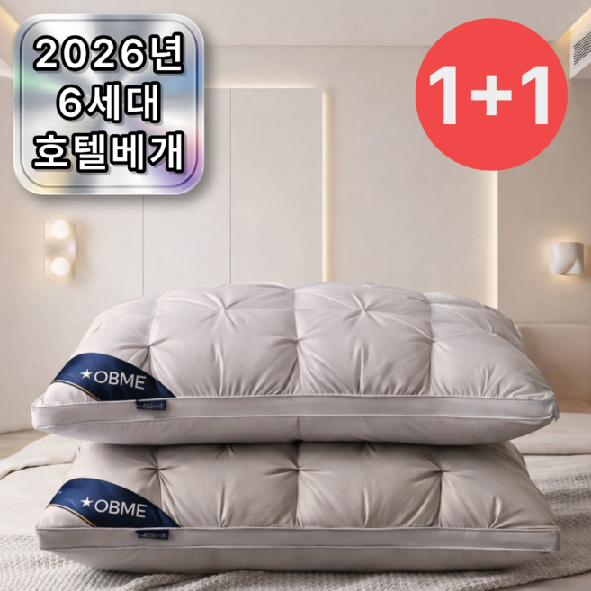 오브미 프리미엄 고급 호텔 베개 숙면 배게, 2개, 카키그레이