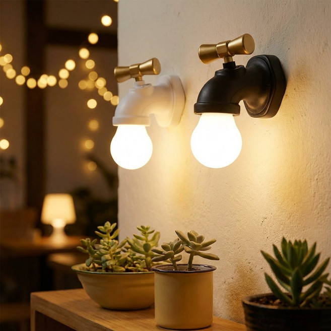 OiRA 수도꼭지 LED센서등 동작감지 터치등 인테리어 벽조명, 화이트