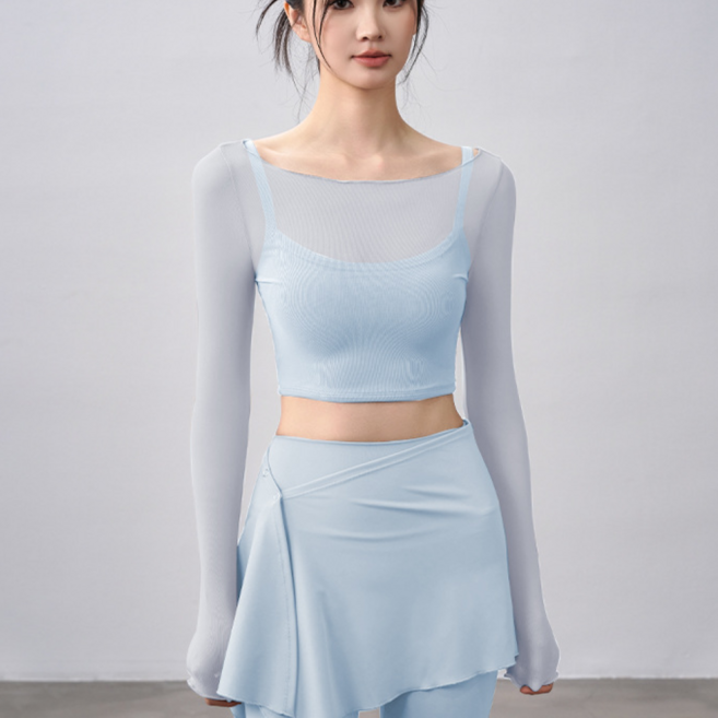 요피 메쉬 시스루 크롭탑