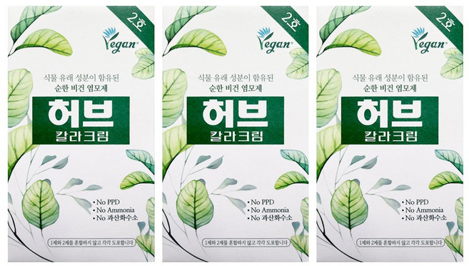 동성제약 허브칼라크림 2호 식물유래성분이 함유된 순한 비건 새치염색약, 3개