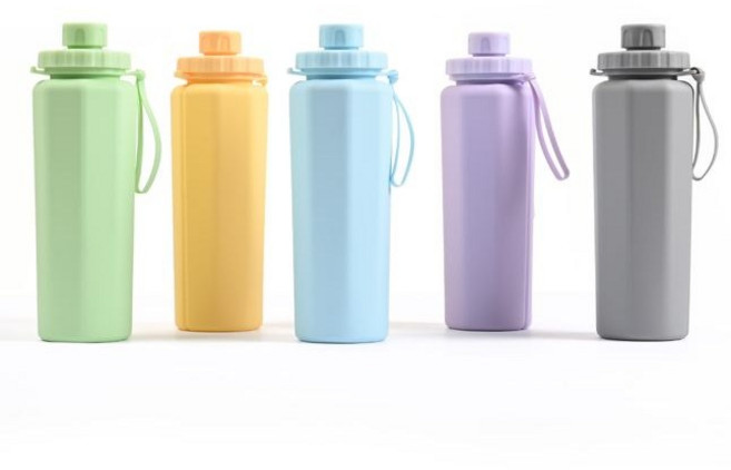 킬제이 실리콘 롤업 텀블러 접이식 등산용 여행용 휴대용, 1개, 600ml, 라이트그레이