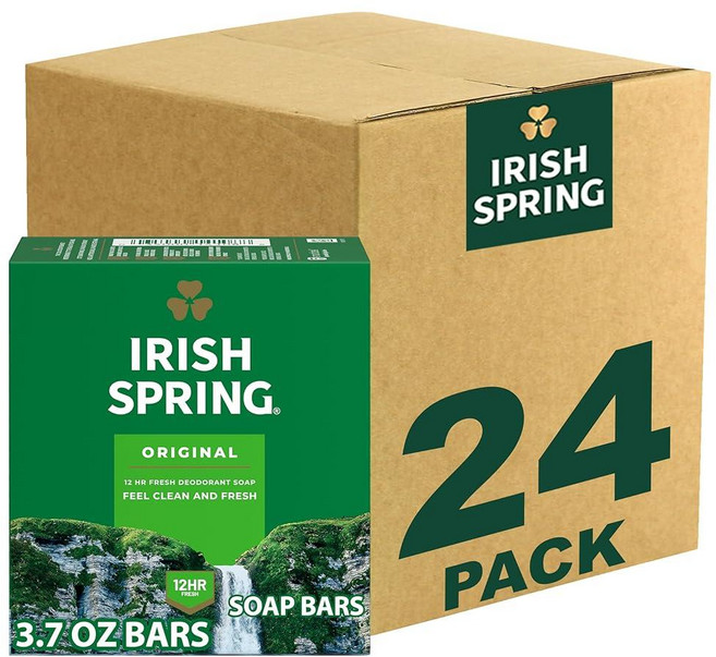 아이리쉬 스프링 남성용 데오도란트 바 비누 오리지널 향 - 104.9g3.7온스 24개 130665
