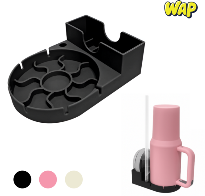 WAP 스탠리 호환 텀블러 건조대 건조매트 실리콘 수납 물빠짐 보틀랙 다용도 물병 거치대, 1개, 블랙