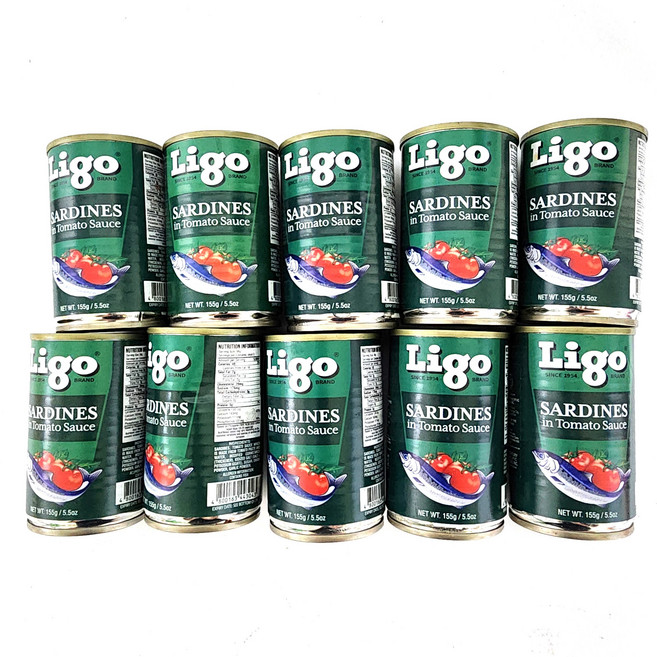 정어리 통조림 Ligo SARDINES in tomato sauce, 10개, 155g