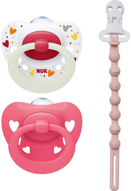 누크 시그니처 야광 쪽쪽이 X 토트랩 쪽쪽이 홀더 SET, 1세트, 레드+로즈워터핑크, S2 (6~18개월)