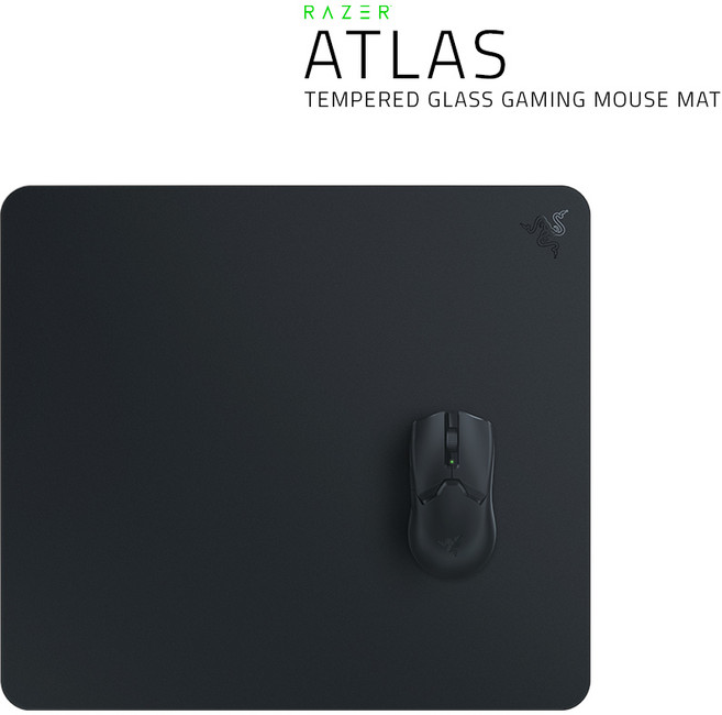 레이저코리아 아틀라스 Atlas 게이밍 유리 마우스패드, RZ02-04890100-R3M1/블랙, 1개