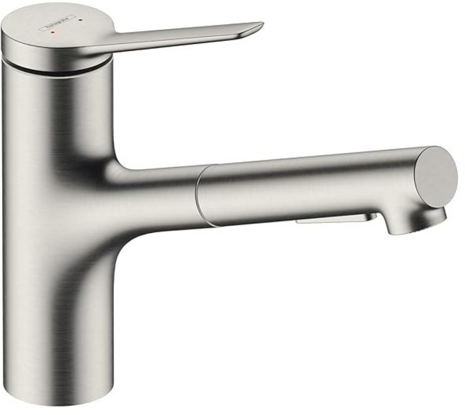 한스그로헤 제시스 크롬 핸들 주방 수도꼭지 풀아웃 가 장착된 싱크대 74800001, Stainless Steel Optic, 1.75 GPM, 1개