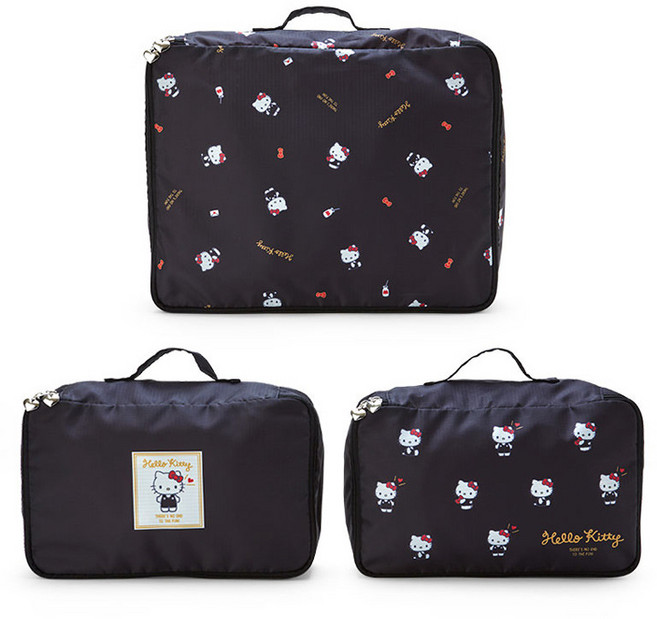 헬로키티 파우치 3종 세트 의류 속옷 수납백 여행용 트렁크 정리 가방
