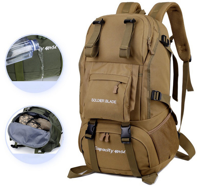 크로스보더 남성 여행 등산 가방 고급스러우면서 가벼운 여성 백팩 아웃도어 여행 가방 대용량 책가방, 카키