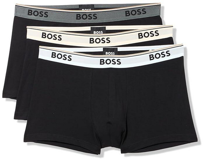 BOSS 남성용 3팩 멀티 컬러 볼드 로고 트렁크 피치 블랙. XXL 138346