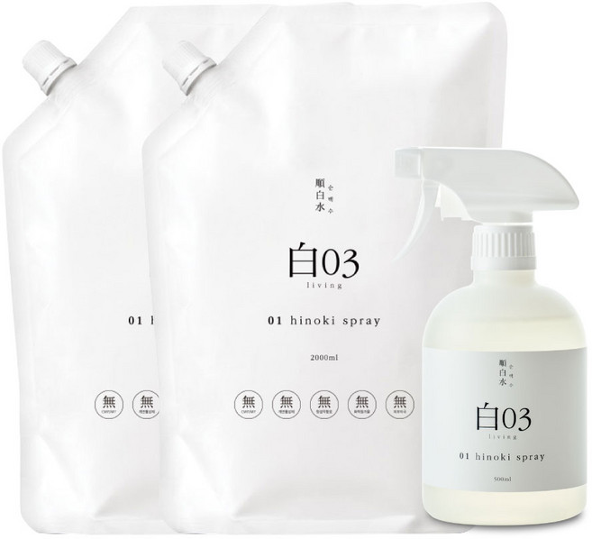 순백수 히노키 스프레이 리필팩 2L 2개 + 500ml, 1개, 4500L