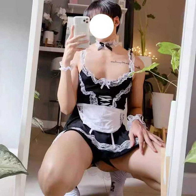 남자메이드복 코스프레 코스튬 의상 파티 여장 컨셉, XXXL 75-95kg, 1개