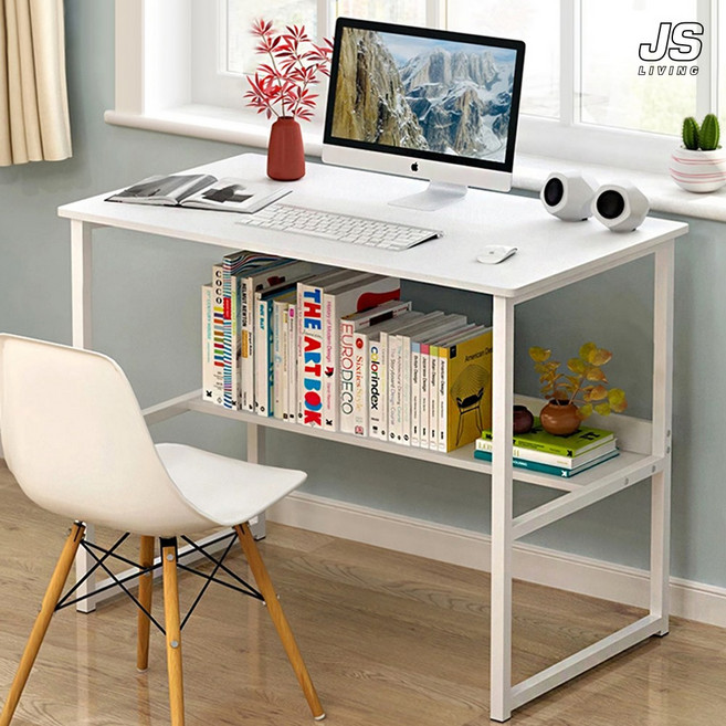 JS리빙 노트북 업무용 데스크 1인 원룸 다용도 테이블 언더랙 전면 책상 1000 화이트 철제 인테리어 가구 조립식 사무실 보조 사이드 테이블 [제이에스리빙_#TB47QX69OV]