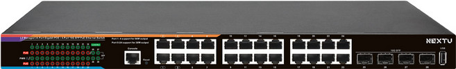 넥스트유 POE7128L2-10G L2 24포트 Ultra POE 10G 4SFP 매니지먼트 스위치