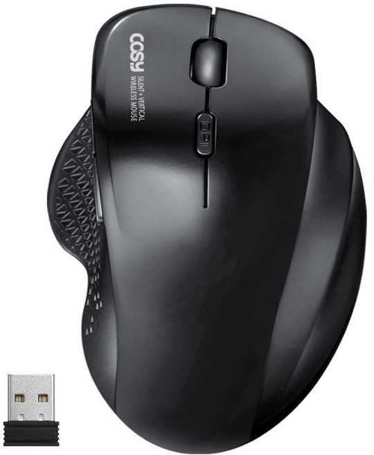 코시 무소음 세미 버티컬 무선마우스 M4059WL, Black