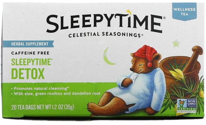 Celestial 셀레셜 허벌티 웰니스티 Sleepytime 슬리피타임 디톡스 카페인 무함유 티백 20개 35g(1.2oz) - 쿠팡