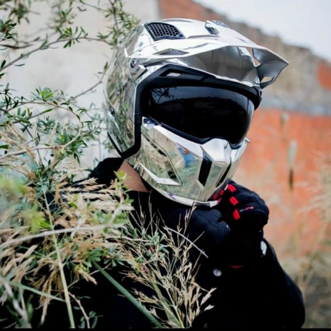 MT HELMETS 街頭霸王 組合式 復古 翻新機車安全帽, 1個, 極限霸氣 稀缺電鍍銀最多支持60頭圍