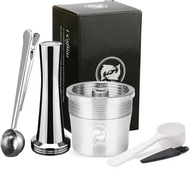 Icafilas 재사용 가능한 커피 캡슐 컵 Illy X7.1 X8 Y5 모델 머신 필터 포드 스테인리스 스틸 탬퍼, 03 1 pc-1 ti-ss