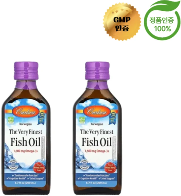 1+1 칼슨 노르웨이산 피쉬 오일 천연 믹스 베리 1600mg 200ml, Carlson 칼슨 노르웨이산 피쉬 오일 믹스 베리 맛, 2개 - 쿠팡