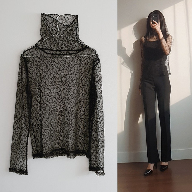 나날샵 시스루 티** 여성 티셔츠 블라우스 셔츠 매쉬 망사티 폴라 반폴라 목폴라