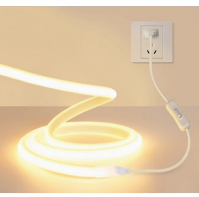 JOYPRO 110V LED COB 霓虹燈條, 1個, 暖白光-直插(電線末端只有插頭),1米, 暖白光, 直插