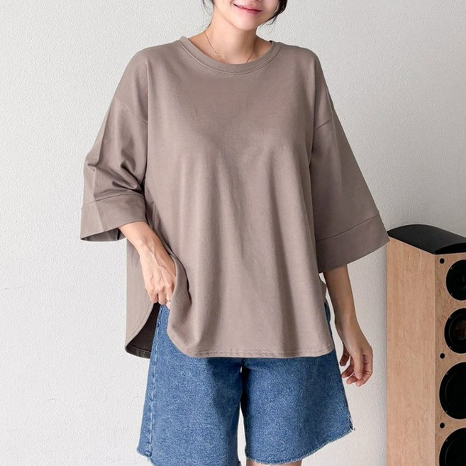 [웬디즈갤러리]백핀턱 루즈핏 8부 티셔츠 STS102