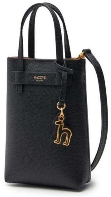 [국내백화점] 헤지스 [DAISY] 블랙 가죽 로고 폰케이스 수납 초미니 크로스백 H 크로스백 숄더백